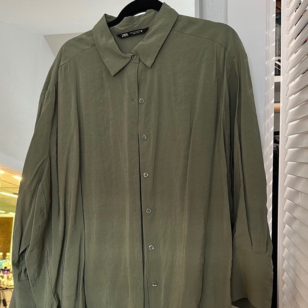 Zara Khaki Green Collared Shirt